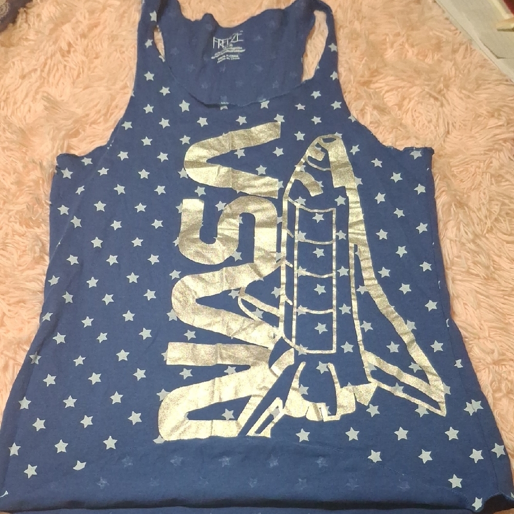 Blue NASA Tank Top with Silver Stars